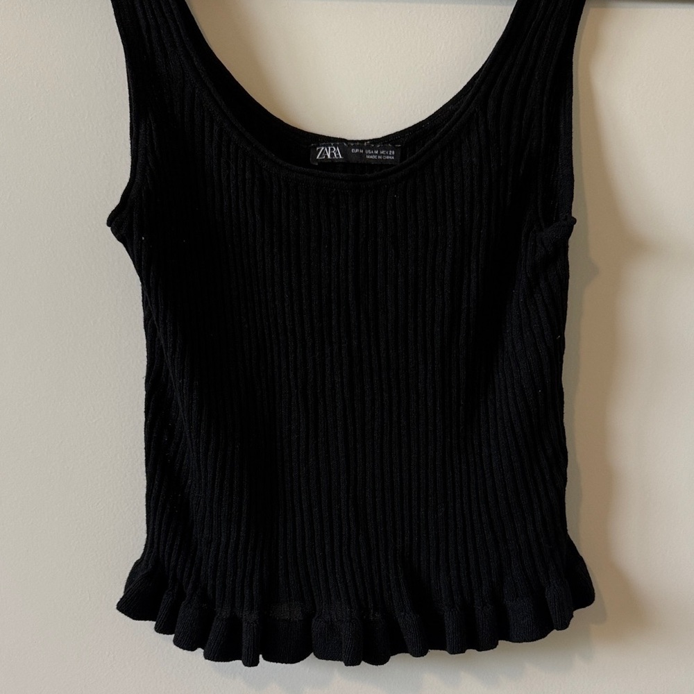 Zara Black Ribbed Tank Top - Picture 3 of 3